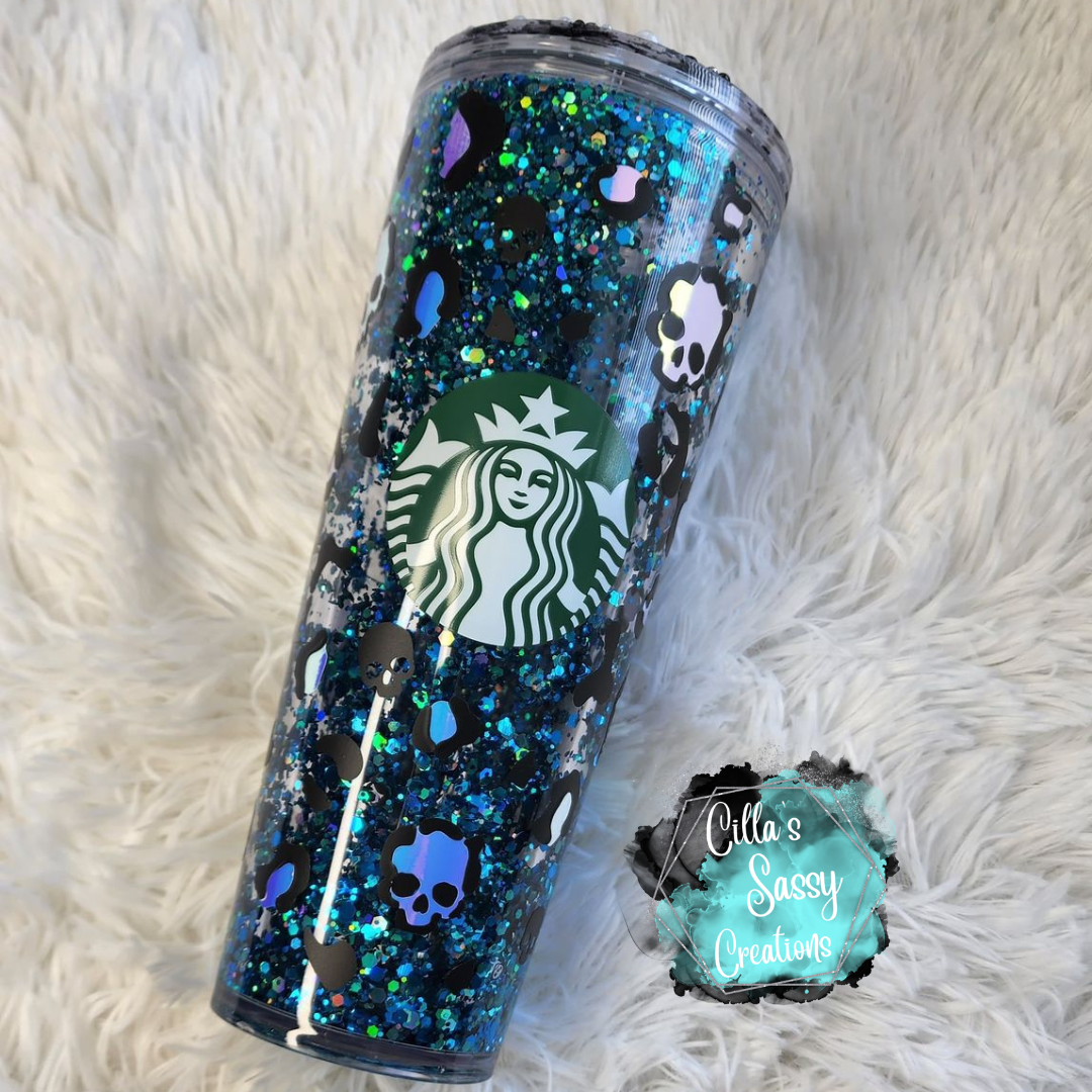 Holographic Black Snow Globe Tumbler – AshSchusCreations4u