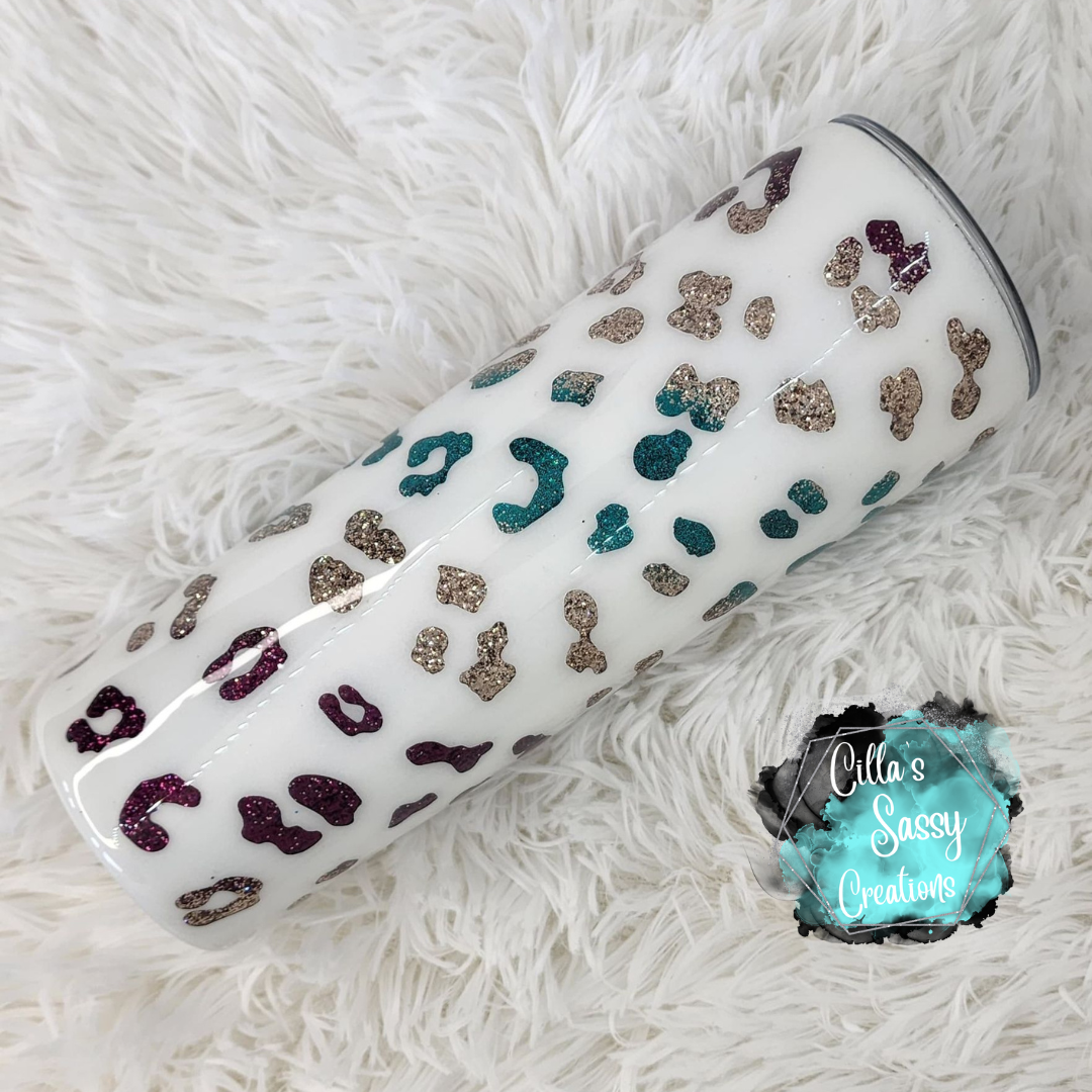 Leopard Mama Glitter Tumbler